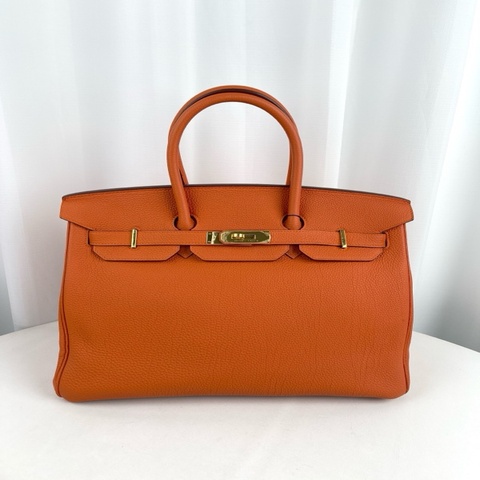 Hermes 愛馬仕birkin35橙色金扣 框Q