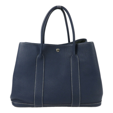 HERMES Negonda皮革Garden Party PM手挽袋Bleu de Prusse
