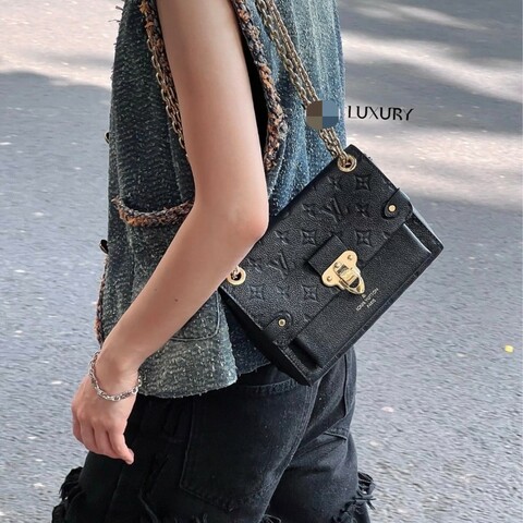 Louis Vuitton VAVIN 小號牛皮 黑金 晶片款 粒面壓面單肩鏈條包