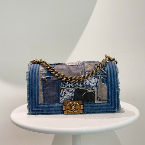 CHANEL 牛仔單寧LEBOY 中號25cm 肩背包斜背包