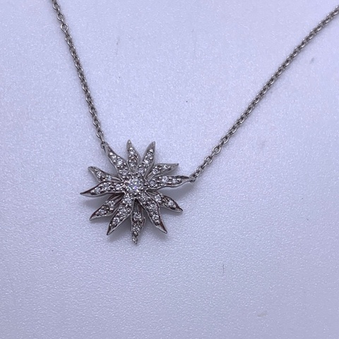 Tiffany蒂芙尼 Starburst 系列 鉑金 太陽放射紋滿鑽項鍊