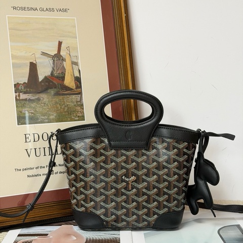 Goyard Mini Beluga 戈雅迷你貝魯加手提水桶包菜籃子手提包斜背包 經典黑棕色老花