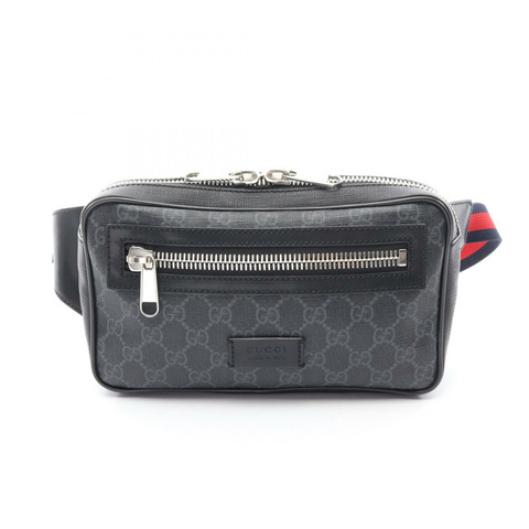 GUCCI Soft GG Supreme Sherry Line 腰包 474293 皮革 黑色 灰色