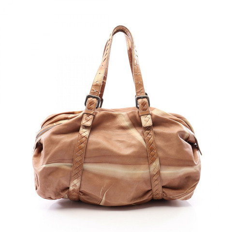 BOTTEGA VENETA Intrecciato 旅行包 240041 皮革 棕色 米色 二手 男女通用