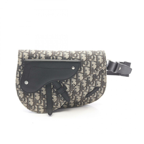 Dior SADDLE Oblique 腰包/斜背包 1ADPO325YKY 帆布皮革 米色/海軍藍 二手 女士