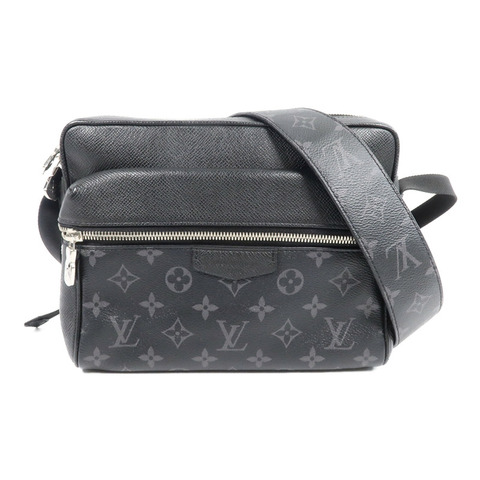 LOUIS VUITTON Monogram Eclipse/Taiga Outdoor Messenger銀扣肩背袋