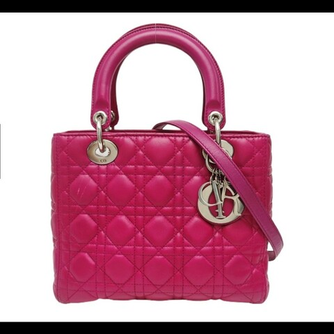 Dior/迪奧戴妃五格紫色單肩斜背包24cm