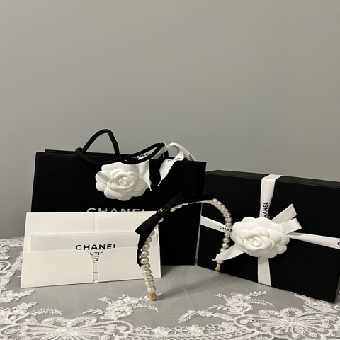 CHANEL 香奈兒 珍珠蝴蝶結髮箍｜經典黑白配色｜限量款｜台北專櫃購入｜正品附購證