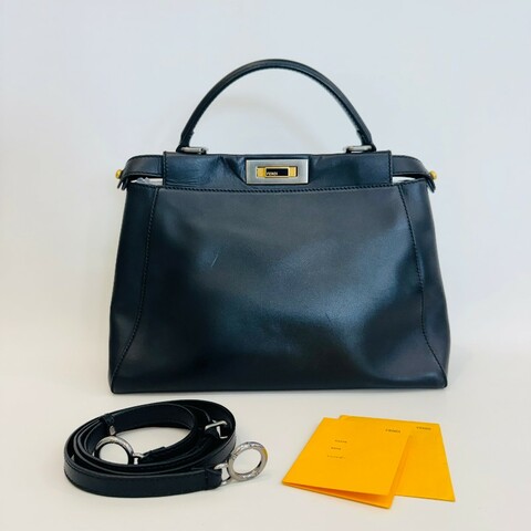 Fendi 黑色peekaboo中號單肩斜挎包