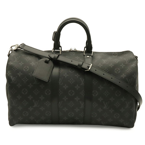 路易威登 (LOUIS VUITTON) 路易威登 Monogram Eclipse Keepall Bandoulière 45 波士頓旅行包/肩背包 M40569