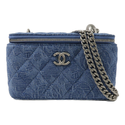 CHANEL 牛仔布Sweetheart Crush Vanity Case鏈帶肩背袋