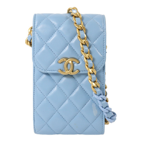 CHANEL 羊皮皮革Phone Holder with Chain鏈帶肩背袋