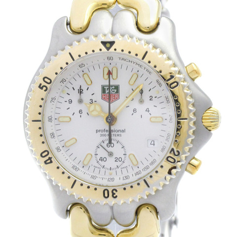 TAG HEUER Sel計時碼錶鍍金鋼男錶S35.006拋光