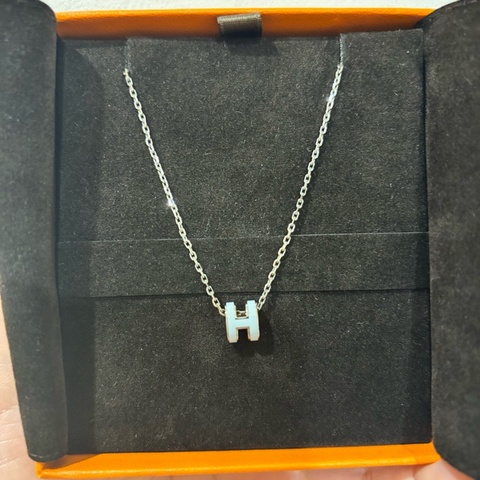 Hermes Mini Pop H項鍊 銀色x極地藍