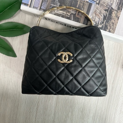 香奈兒Chanel Cococrush25芯片黑金荔枝牛hobo