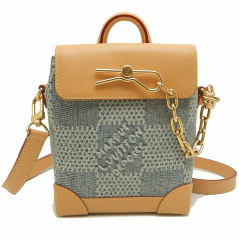 路易威登 Damier Denim 3D Nano Steamer N40751 2024 早秋系列單肩背包 藍色 男士 253964