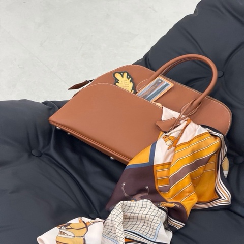 愛馬仕Hermes Bolide31保齡 金棕銀扣 evercolor皮