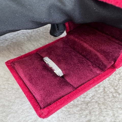 Cartier 卡地亞白金窄版滿天星戒指48號圈口