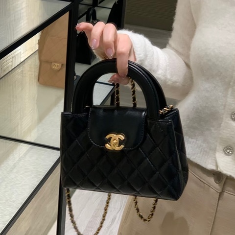 💎Chanel香奈兒｜24A黑金kelly大號牛皮手提單肩斜挎包｜99新芯片款