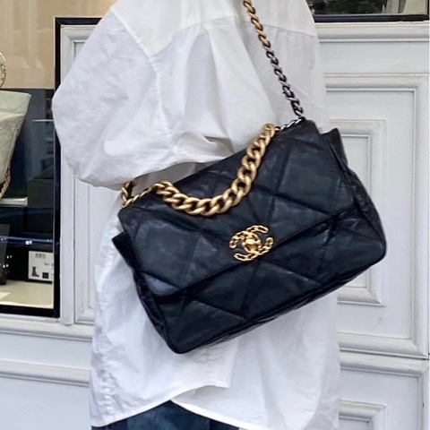 💎Chanel香奈兒｜19bag黑金中號｜98新芯片款