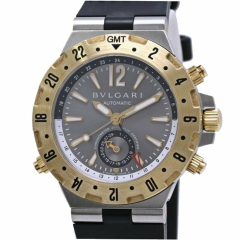寶格麗 Diagono Professional GMT GMT40C5SGVD GMT40SG 男士腕錶 精鋼 x 18K 黃金 橡膠錶帶 40536