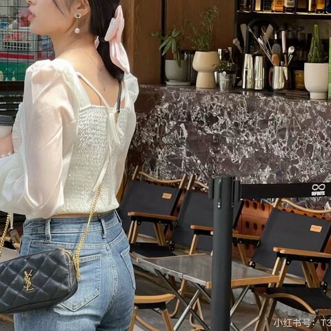 YSL 黑金雙層相機包18*11*5  98新配件塵袋