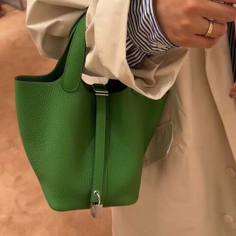 Hermes picotin菜籃子18 絲蘭綠 銀扣 TC皮 18*19*13 98新配件盒 塵袋 鑰匙*2 鎖