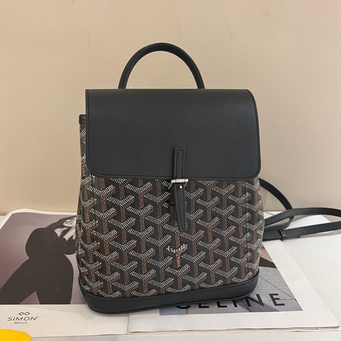 戈雅goyard Alpin mini 迷你雙肩包黑色老花 底長20cm
