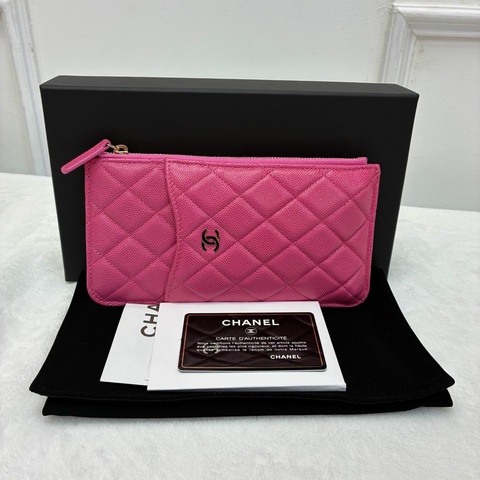 Full set Chanel 粉色長錢包卡包