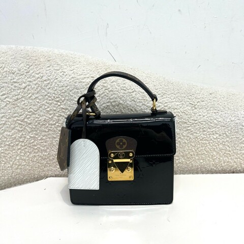 Louis Vuitton Spring Street漆皮拼色郵差包 寬肩帶單肩斜挎包