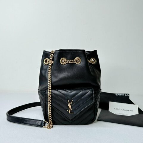 YSL Mini JOE黑金小羊皮水桶包