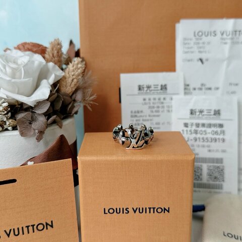 LV 全新Flower Puffy Chain純銀戒