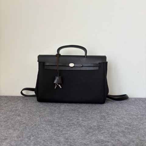 Hermes 愛馬仕 herbag 黑銀 vintage 中古雙肩包