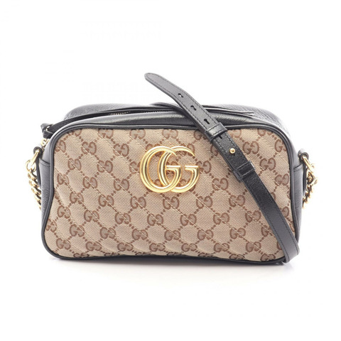 GUCCI GG Marmont 肩挎包 447632 帆布皮革 米色 棕色 黑色