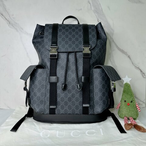GUCCI Supreme黑花後背包