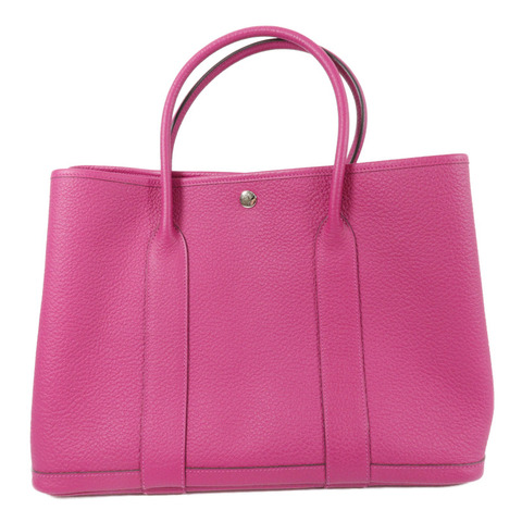 HERMES Country皮革Garden Party PM手挽袋Rose Pourpre