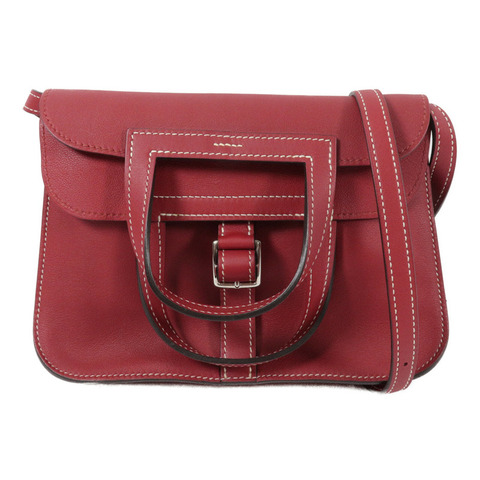 HERMES Swift皮革Mini Halzan手挽肩背兩用袋Rouge Grenat