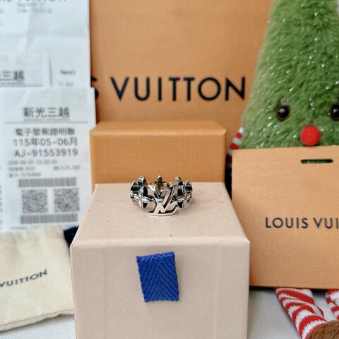 LV 全新Flower Puffy Chain純銀戒指