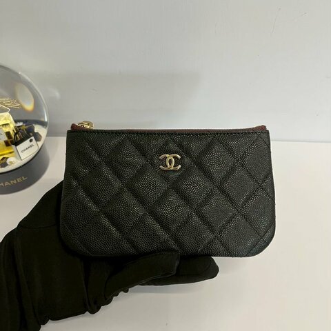 Chanel 一字零錢包 荔枝牛 晶片款