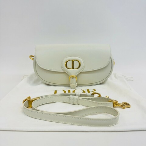 Dior/迪奧橫版bobby新月白色全皮肩背包斜背包