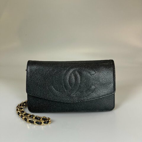 CHANEL VINTAGE金幣WOC包 黑荔枝 A13509/保卡款5開