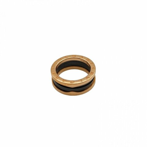 BVLGARI B.ZERO1彈簧戒指三圈18K玫瑰金/黑陶瓷55