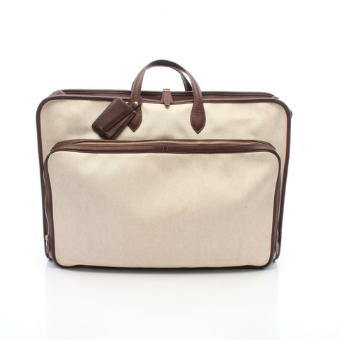 HERMES Victoria 包 Toile H 帆布 Clemence 皮革 米色 棕色 米色 二手 GHW