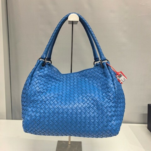 Bottega Veneta  藍色羊皮編織手提包