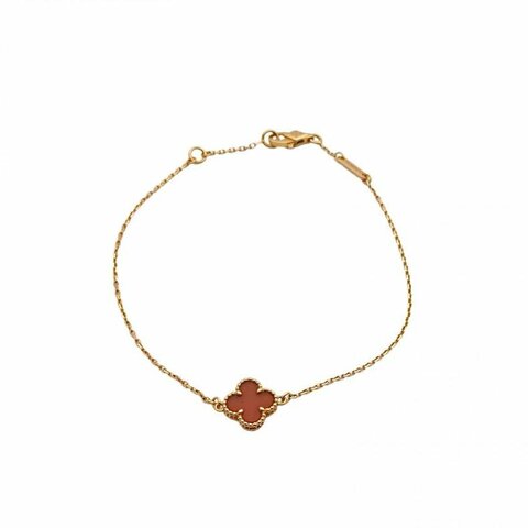 VAN CLEEF&ARPELS SweetAlhambra小號單花手鏈新扣18K玫瑰金/紅玉髓S-M碼