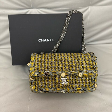 CHANEL CF雙蓋粗呢中號徽章絕版貨