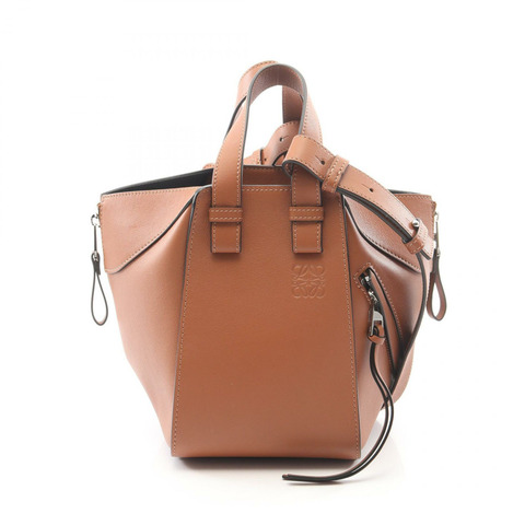 LOEWE Hammock Bag 迷你單肩手提包 A538H1 皮革棕色 二手 女士