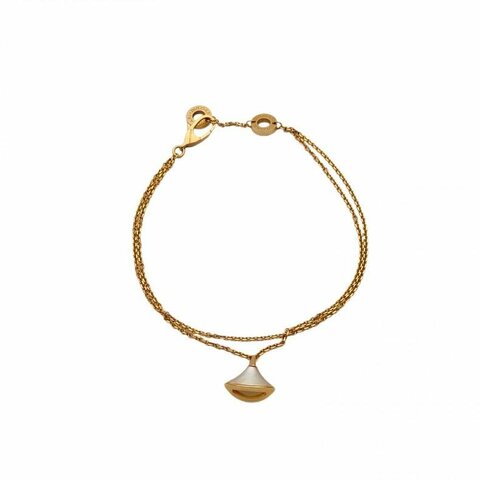 BVLGARI DIVASDREAM小扇子手鏈18K黃金/白貝母S-M碼