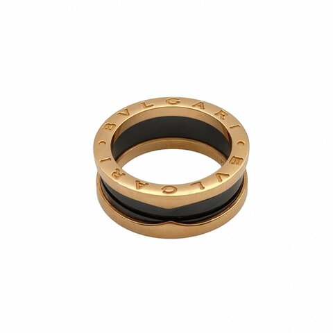 BVLGARI B.ZERO1彈簧戒指三圈18K玫瑰金/黑陶瓷54