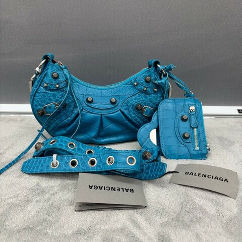 Balenciaga/巴黎世家 Le Cagole月牙包，鱷魚壓紋三合一，小牛皮